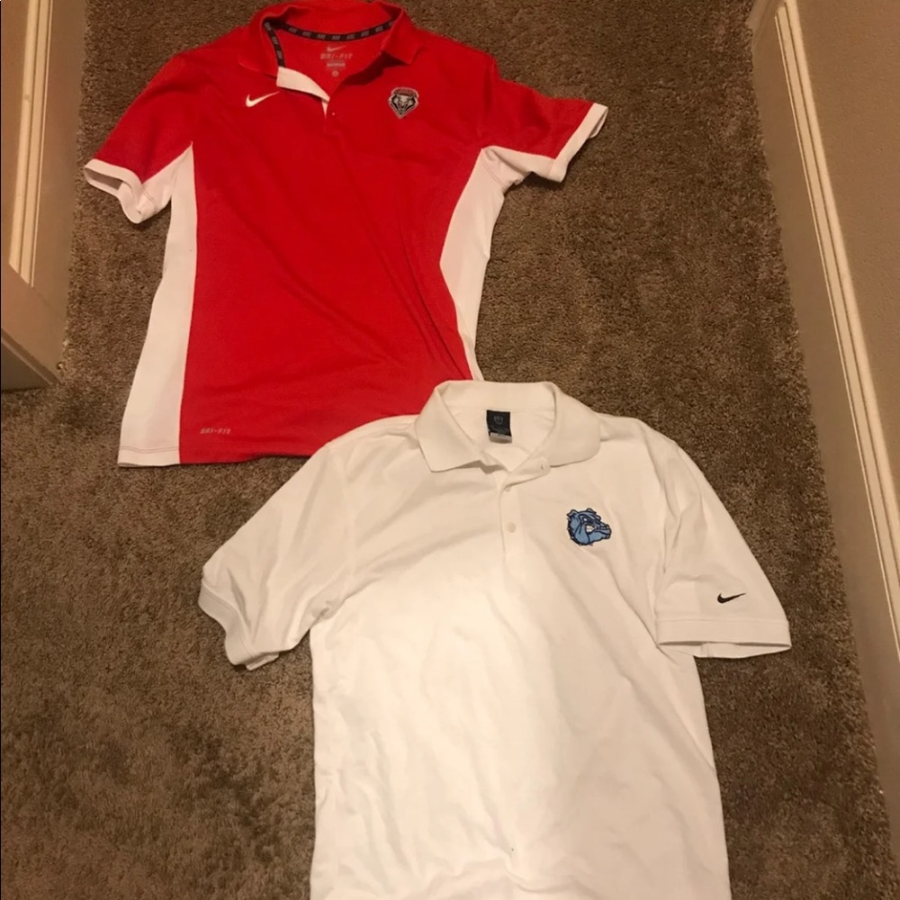 2 men’s Dri-Fit Nike polo shirts